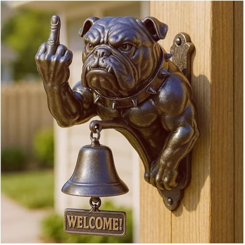 Dog Welcome Türklingel-Serie, einzigartige Tier-Türklingel, Vintage-Gusseisen, Windspiel, hängende Figur, Ornamente, Outdoor-Dekoration, Abendessen, Glocken, kreatives Geschenk für Welpenliebhaber von HGMMFZ