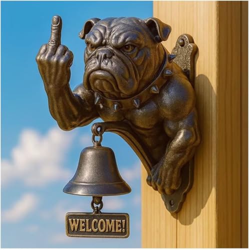 Dog Welcome Türklingel-Serie, einzigartige Tier-Türklingel, Vintage-Gusseisen, Windspiel, hängende Figur, Ornamente, Outdoor-Dekoration, Abendessen, Glocken, kreatives Geschenk für Welpenliebhaber von HGMMFZ