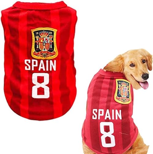 HGMOMO Hunde-T-Shirts Haustier-Kühlweste Sommer Mesh Atmungsaktiv Ärmellos Modische Kleidung für Katzen Kleine Mittel Große Hunde (2X-Large, Spanien8) von HGMOMO