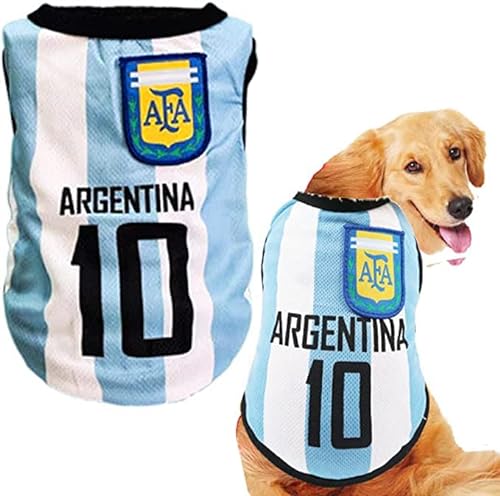 HGMOMO Hunde-T-Shirts Haustier-Kühlweste Sommer Mesh Atmungsaktiv Ärmellos Modische Kleidung für Katzen Kleine Mittel Große Hunde (3XL, Argentinien10) von HGMOMO