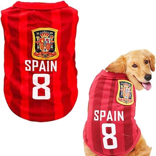 HGMOMO Hunde-T-Shirts Haustier-Kühlweste Sommer Mesh Atmungsaktiv Ärmellos Modische Kleidung für Katzen Kleine Mittel Große Hunde (4X-Large, Spanien8) von HGMOMO