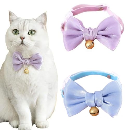 Katzenhalsband mit Fliege, mit niedlicher Schleife, Glocke, abnehmbare Fliege, Katzenhalsband, verstellbare Halsbänder, Fliege für Kätzchen, Kätzchen, Welpen und kleine Haustiere, Violett und Blau, 2 Katzenhalsband mit Fliege, mit niedlicher Schleife, Glocke, abnehmbare Fliege, Katzenhalsband, verstellbare Halsbänder, Fliege für Kätzchen, Kätzchen, Welpen und kleine Haustiere, Violett und Blau, 2 von HGMZUOAI