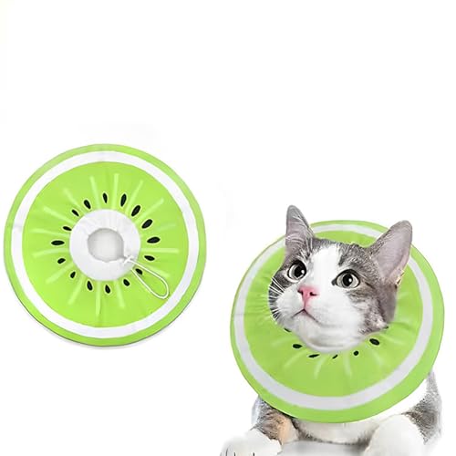 Verstellbares Katzenhalsband, Genesungshalsband für Kätzchen nach Operationen, niedliches Genesungshalsband, Anti-Leck-Wundheilungshalsband (Kiwi, L) von HGMZUOAI