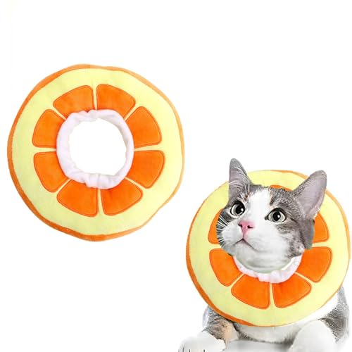 Verstellbares Katzenhalsband, Genesungshalsband für Kätzchen nach Operationen, niedliches Genesungshalsband, Anti-Leck-Wundheilungshalsband (Orange, L) von HGMZUOAI