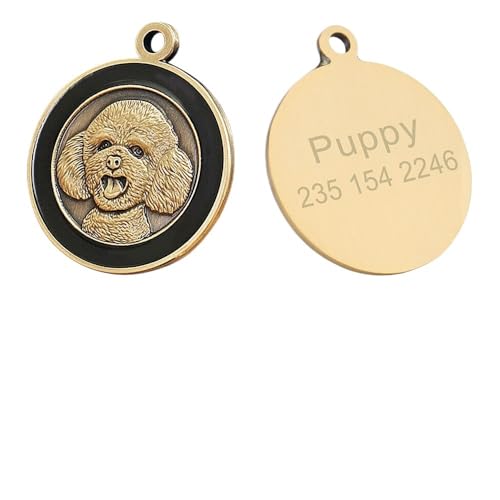 Benutzerdefinierte Hundemarke, personalisierte Hunde-ID, Golden Retriever-Platte, Retro-Halsband, Zubehör, Name, DIY, for Halsketten, Anhänger(B Teddy) von HGYNBCP