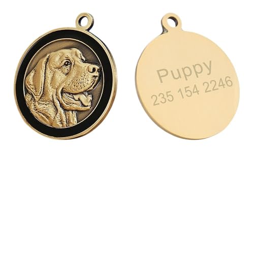 Benutzerdefinierte Hundemarke, personalisierte Hunde-ID, Golden Retriever-Platte, Retro-Halsband, Zubehör, Name, DIY, for Halsketten, Anhänger breites hundehalsband(C Labrador) von HGYNBCP