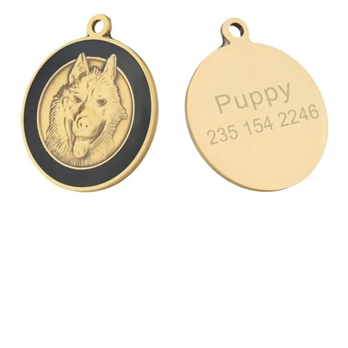 Benutzerdefinierte Hundemarke, personalisierte Hunde-ID, Golden Retriever-Platte, Retro-Halsband, Zubehör, Name, DIY, for Halsketten, Anhänger breites hundehalsband(G Husky) von HGYNBCP