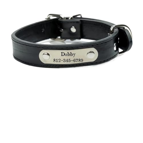 Personalisiertes Hundehalsband, Namensschild mit geschnitztem Namen, Anti-Verlust-Halsband aus massivem PU-Leder, for kleine, mittelgroße und große Hunde, Welpen und Katzen breites hundehalsband(1,M) Personalisiertes Hundehalsband, Namensschild mit geschnitztem Namen, Anti-Verlust-Halsband aus massivem PU-Leder, for kleine, mittelgroße und große Hunde, Welpen und Katzen breites hundehalsband(1,M) von HGYNBCP