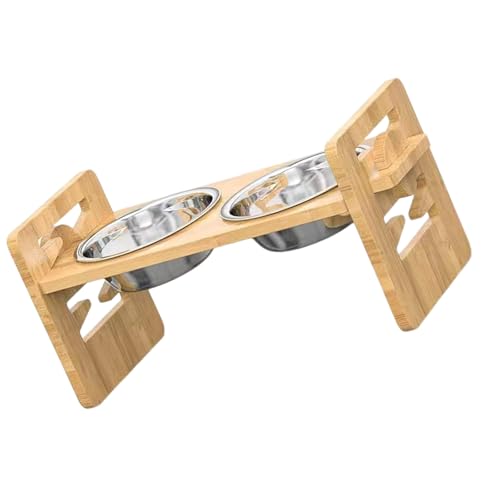 Ergonomische Haustierschale Ständerhöhe Regulierbar Edelstahlschale Holzrahmen Für Kleine Medienhunde Gesundheit Essen von HGZHNAT