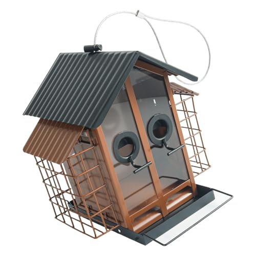 HGZHNAT Stabile Wetterfeste Vogelhäuschen Durabilität Metall Hanging Vogelfutterhäuer Hinterhof Vogelbeobachtung Wetterfeste Vogelfutterhäuschen von HGZHNAT