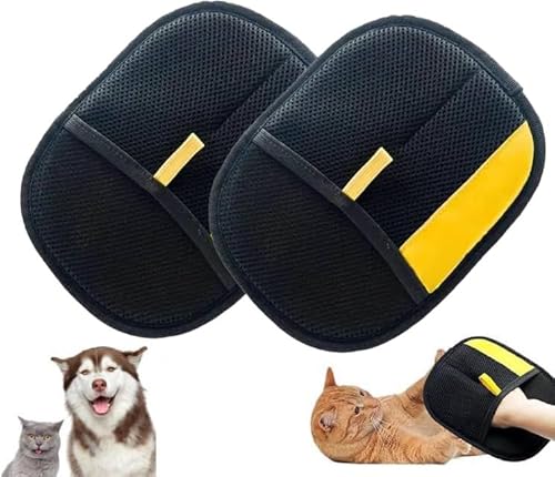 HGZHNAT Tierhaarentferner Handschuh, Pet Hair Remover Glove,Fell Magnet Handschuhe Katzenhaare,Haustier Grooming Handschuhe,Für Kaninchen Katzen Hunde Pelze Aufrechterhaltung (2PC) von HGZHNAT