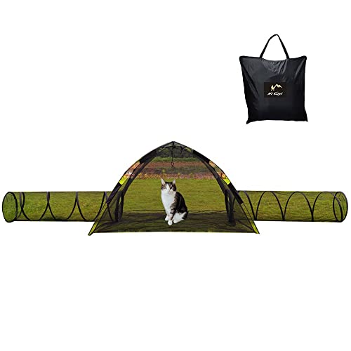 3-in-1 Tragbares Katzenlaufstall, Outdoor-Gehege, aufklappbares visuelles Netz, Haustier-Spielzelt, Tunnel, Compound-Haus für Katzen, Welpen, Kaninchen, Kleintiere, klein von HI SUYI
