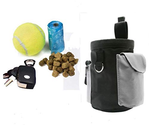 HI SUYI Hunde-Leckerli-Tasche für Haustier-Training, Taillentasche für kleine Spielzeug, Futter und Schlüssel mit verstellbarem Streifen, Müllbeutel-Spender für Reisen oder im Freien, Schwarz von HI SUYI