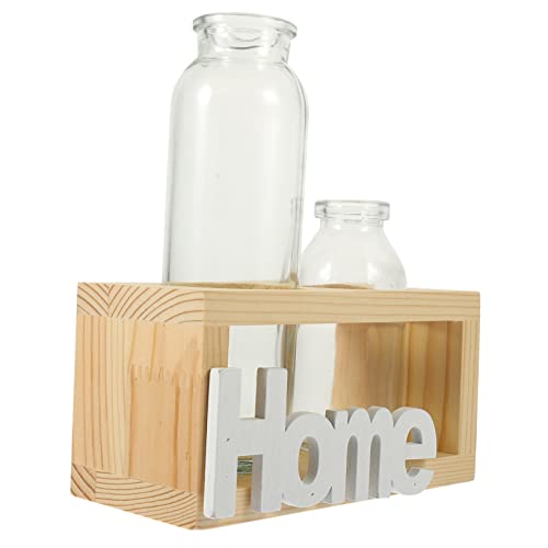 HIAKDOFT 1 Satz Deko Glasvase mit Holzständer Hydrokultur Blumenvase für Tischdeko und Pflanzenzucht für Wohnzimmer Schlafzimmer für Pflanzenwurzeln von HIAKDOFT