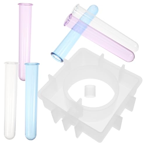 HIAKDOFT 1 Satz Vasenform hydroponische vase pflanzenzubehör Bastelbedarf Vase Reagenzglas-Set DIY Blumenvase Reagenzglas-Vasensockel Reagenzglasvase mit Sockel Reagenzglasvasen Acryl von HIAKDOFT