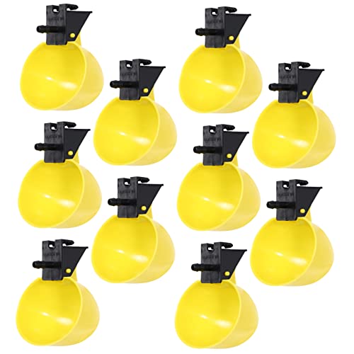 HIAKDOFT 10 Stück Pigeon Chicken Trinkbrunnen coop Käfig automatische Geflügeltränke Futterspender Bienenstock geflügel tränke Bird Bath Outdoor Taubenzufuhr Taubentränke Plastik Yellow von HIAKDOFT