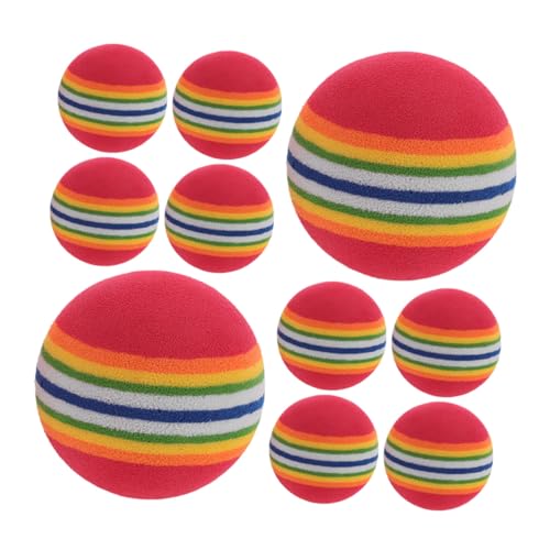 HIAKDOFT 10 Stück Teiliges Kleine Bunte Eva Rainbow Bälle für Katzen und Kleine Hunde Interaktives Beißfestes zum Jagen und Training Langlebig und Sicher für Indoor spielspaß von HIAKDOFT