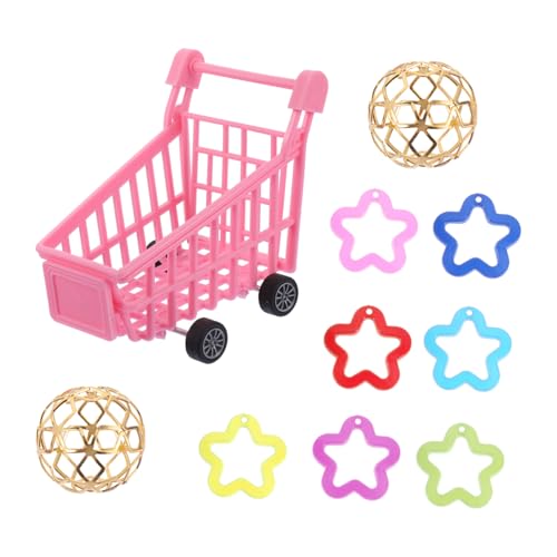 HIAKDOFT 10 Stück Teiliges Papageien Trainingsspielzeug mit Einkaufswagen Interaktives Vogel Puzzle Toy für Graupapagei Wellensittich Mittelgroße Vögel Fördert Bewegung und Geistige von HIAKDOFT