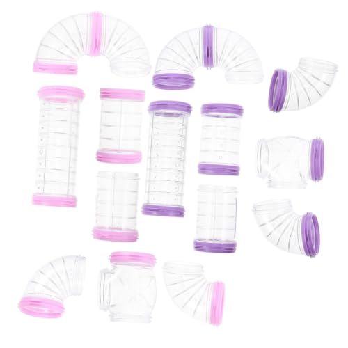 HIAKDOFT 16 Stück Teiliges DIY Hamsterkäfig Röhrenset aus Robustem Transparentem Externes Tunnelspielzeug für Hamster Rennmäuse und Kleintiere Fördert Räumliches Denken und Sichtbarkeit von HIAKDOFT