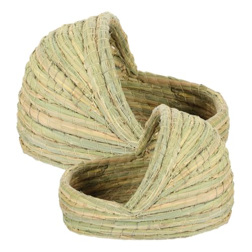 HIAKDOFT 2 STÜCK Teiliges Kleines Handgewebtes Nest aus Stroh Gemütliches Schlafbett für Hühner Kaninchen Hamster und Kleintiere Langlebig und Leicht zu Reinigen als Hühnerstall einstreu von HIAKDOFT