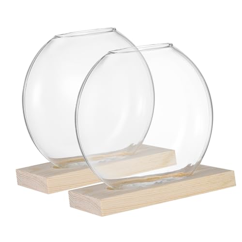 HIAKDOFT 2 Sets Holzvase Blumenvasen Glasblumenvase Glas Schreibtisch Anzuchtstation Glas Pflanzgefäß Für Pflanzen Pflanzenanzucht Terrarien Kleine Glasvasen Für Blumen von HIAKDOFT