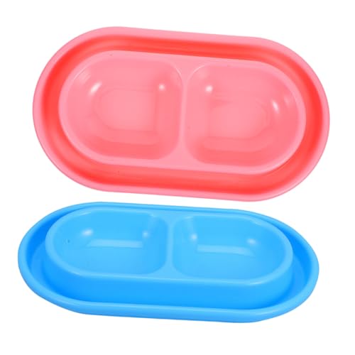 HIAKDOFT 2 Stück Doppelte Katzennäpfe mit Ameisenschutz Wasserrinne rutschfest für Kleine Hunde und Kätzchen Indoor Outdoor Modernes Design Pflegeleicht Blau Rosa von HIAKDOFT