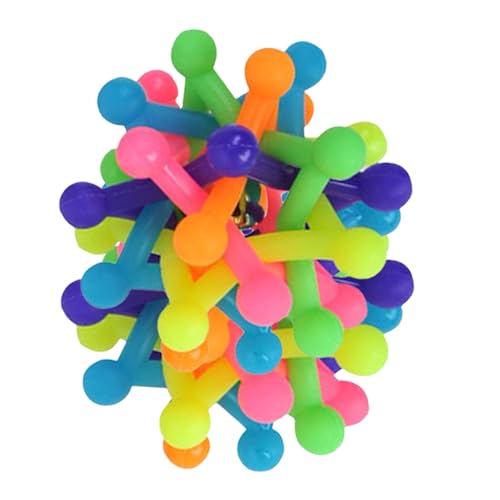 HIAKDOFT 2 Stück Hundespielzeug Kauspielzeug aus Gummi mit Regenbogen hohlkugel Glockenton zur Zahnreinigung Interaktiv Klein Fördert Spiel und Beschäftigung für Haustiere von HIAKDOFT