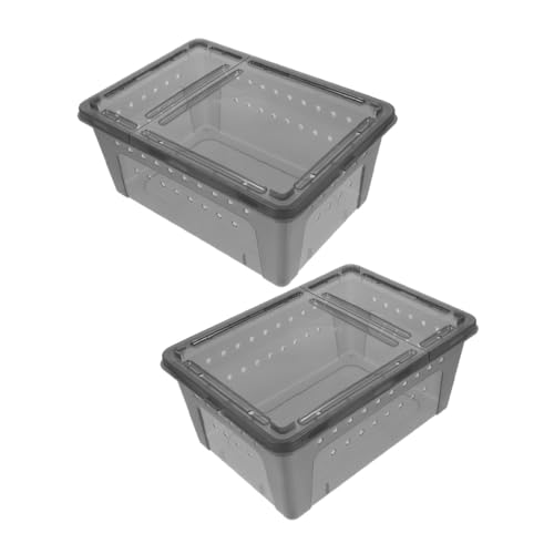 HIAKDOFT 2 Stück Tragbare Kunststoff Fütterungsbox für Reptilien mit Sicherem Ausbruch Design Transparent Belüftet für Spinnen Skorpione und Kleine Echsen Einfach zu Reinigen Vielseitig von HIAKDOFT
