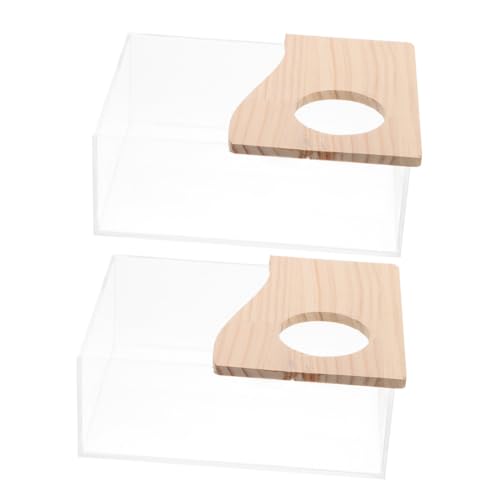 HIAKDOFT 2 Stück Transparente Hamster Sandbadewanne aus Multifunktionaler Sand und Toilettenbehälter für Kleintiere Wie Hamster Rennmäuse Chinchillas Halboffen Auslaufsicher Tierfreundlich von HIAKDOFT