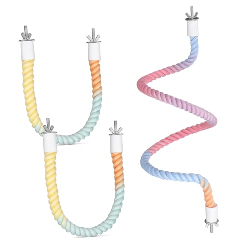 HIAKDOFT 3 Bunte Baumwollseil Sitzstange für Vögel Teiliges mit Kleinen Doppelseitigen Langen Kletterseilen und Großer Schaukel für Papageien Wellensittiche Nymphensittiche HIAKDOFT 3 Bunte Baumwollseil Sitzstange für Vögel Teiliges mit Kleinen Doppelseitigen Langen Kletterseilen und Großer Schaukel für Papageien Wellensittiche Nymphensittiche von HIAKDOFT
