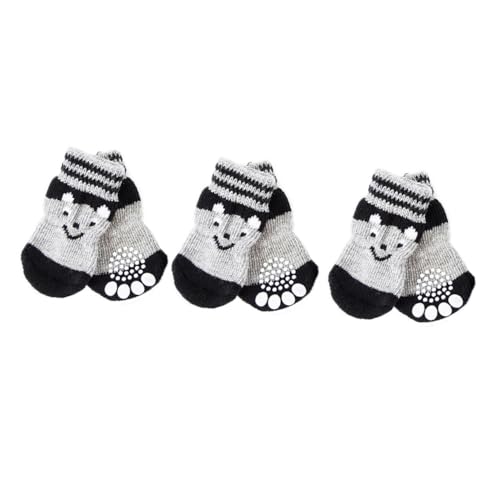 HIAKDOFT 3 Paare Hundesocken Rutsch Baumwolle Warm Pfotenschutz rutschfeste Haustier Stocksocken für Kleine bis Mittlere Hunde Fußbekleidung von HIAKDOFT
