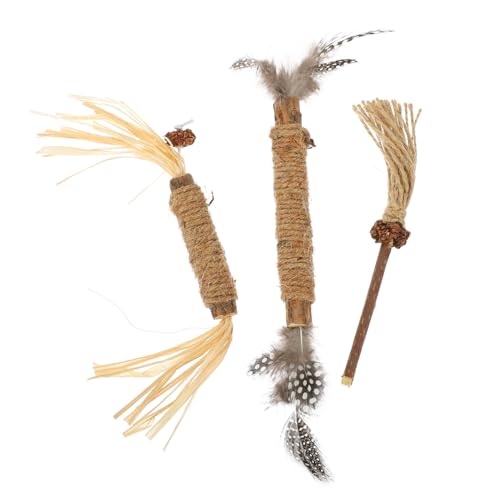 HIAKDOFT 3 Stück Holz katzenspielzeug Kätzchen Kauspielzeug für Zähne Reinigung Stressabbau Langlebiges Katzenzubehör für Interaktives und Zahnpflege im Haushalt von HIAKDOFT