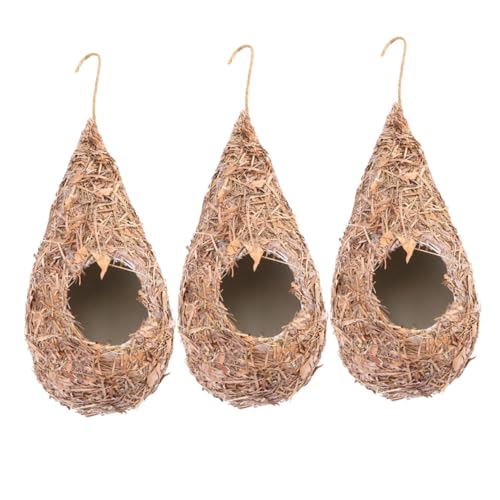 HIAKDOFT 3 Stück Teiliges Handgewebte Vogelhäuser aus Natürlichem Gras Wetterfestes Hängendes Vogelnest mit Seil für Garten und Balkon Dekoratives Nistmaterial für Kleine Wildvögel HIAKDOFT 3 Stück Teiliges Handgewebte Vogelhäuser aus Natürlichem Gras Wetterfestes Hängendes Vogelnest mit Seil für Garten und Balkon Dekoratives Nistmaterial für Kleine Wildvögel von HIAKDOFT