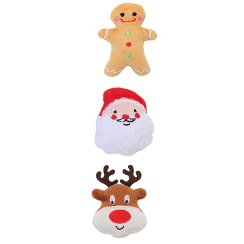 HIAKDOFT 3 Stück Teiliges Weihnachts Plüsch Hundespielzeug mit Katzenminze Langlebiges Kauspielzeug für Welpen Interaktives Haustierspielzeug zur Zahnpflege und Beschäftigung Zufälliger von HIAKDOFT