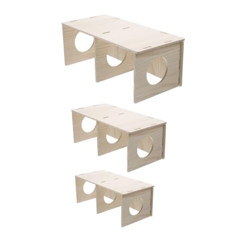 HIAKDOFT 3 Stück kleines Hamsterhaus kleines haustierversteck Haus Hamster-Kletterversteck Verstecknes Nest für Hamster Holz von HIAKDOFT