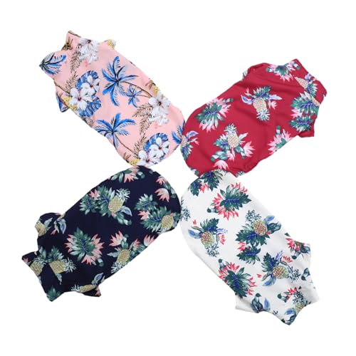 HIAKDOFT 4 Stück Teiliges Hundehawaii Hemd Atmungsaktiv Leicht Polyester Sommerlich für Kleine bis Große Hunde als Party Kostüm und Freizeitbekleidung HIAKDOFT 4 Stück Teiliges Hundehawaii Hemd Atmungsaktiv Leicht Polyester Sommerlich für Kleine bis Große Hunde als Party Kostüm und Freizeitbekleidung von HIAKDOFT
