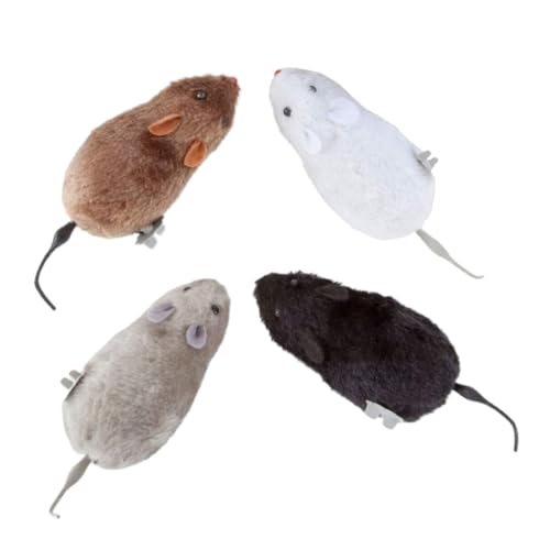 HIAKDOFT 4 Stück Teiliges Plüschmaus mit Lustiges Bewegungsspielzeug für Katzen Leicht Robust Indoor und Outdoor Geeignet Farblich Sortiert Zufällige Farbe Zufällige Farbe von HIAKDOFT