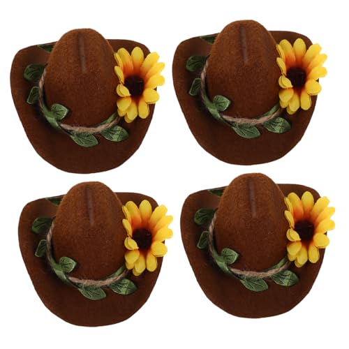 HIAKDOFT 4 Stücke Teiliges Mini Cowboy Hut für Kleine Haustiere mit Verstellbarem Filzbezogenem Westernhut und Stilvoller Blumenverzierung Passend für Hamster Meerschweinchen Hühner HIAKDOFT 4 Stücke Teiliges Mini Cowboy Hut für Kleine Haustiere mit Verstellbarem Filzbezogenem Westernhut und Stilvoller Blumenverzierung Passend für Hamster Meerschweinchen Hühner von HIAKDOFT