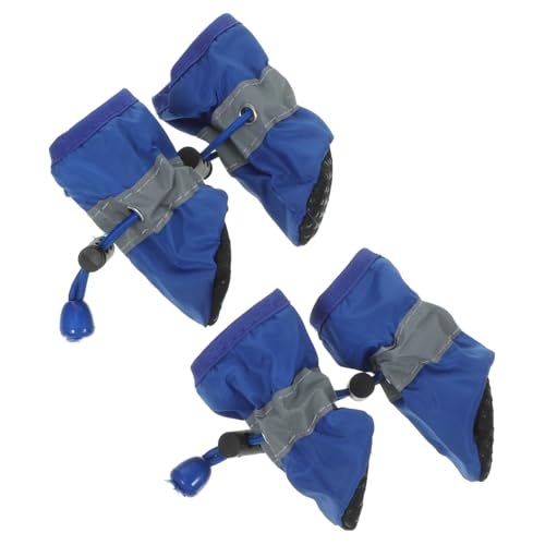 HIAKDOFT 4 wasserdichte Hundeschuhe mit Rutschfester Sohle Allwetter Pfotenschutz für Kleine bis Mittlere Hunde Leichte Bequeme Pfotenschützer in Blau für Spaziergänge und Outdoor von HIAKDOFT