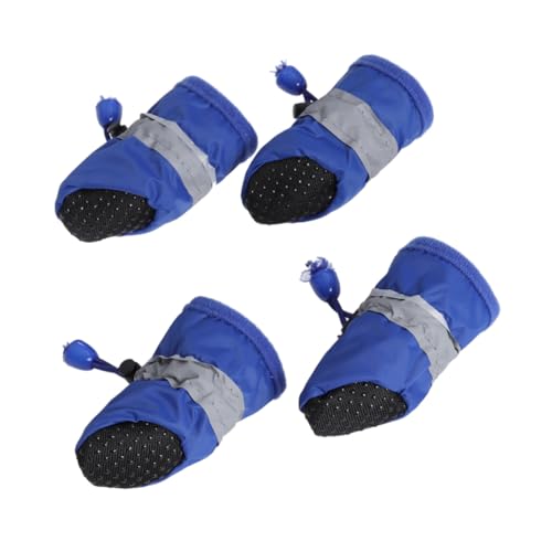 HIAKDOFT 4 wasserdichte Hundestiefel rutschfeste Pfotenschutz Booties für Kleine bis Mittelgroße Hunde XXL Atmungsaktiv Allwetterfest Blau von HIAKDOFT