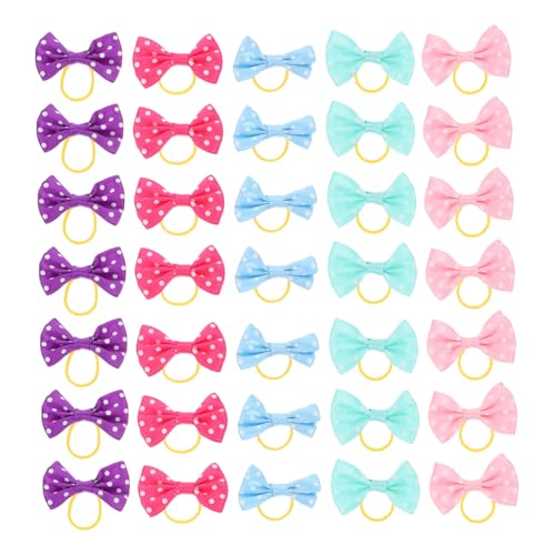 HIAKDOFT 50 Stück Haustier Haarschleifen mit Schleifen Design Elastische Hund Haargummis Sichere Glatte Oberfläche Modische Pet Headdress für Hunde und Katzen für Party und Alltag von HIAKDOFT