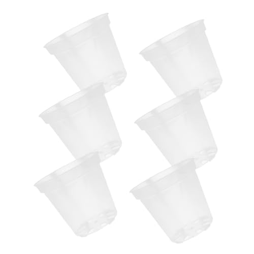 HIAKDOFT 6 Stück Transparentes Blumentopf-Set klare Töpfe für Pflanzen Blumentöpfe klarer Topf orchideentöpfe orchideentopf klare Pflanztöpfe mit Drainage Kindergarten Blumentopf Plastik von HIAKDOFT