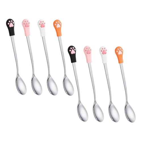 HIAKDOFT 8 Stück Teiliges Katzenpfoten Futterlöffel mit Ergonomischem Griff Süßer Katzenklaue Design Sicherer Futterschaufel für Nassfutter und Snacks Kompakt für Zuhause und Unterwegs von HIAKDOFT