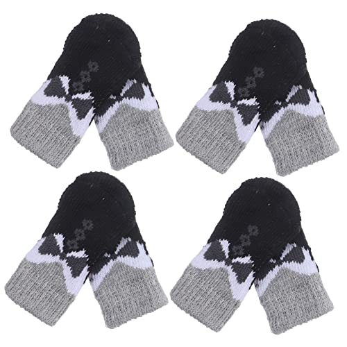 HIAKDOFT 8 Stück Teiliges Rutsch Haustiersocken Warme Elastische Pfotenschutz Socken für Hunde und Katzen rutschfeste Indoor Schuhe für Kleine bis Große Hunde Schützende Haustier von HIAKDOFT
