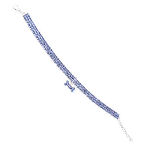 HIAKDOFT Blaues Verstellbares Hundehalsband mit Funkelnden Strasssteinen Mini Knochenanhänger Langlebige Kette Modisches Haustier Zubehör für Kleine Hunde Komfortabel und Stilvoll HIAKDOFT Blaues Verstellbares Hundehalsband mit Funkelnden Strasssteinen Mini Knochenanhänger Langlebige Kette Modisches Haustier Zubehör für Kleine Hunde Komfortabel und Stilvoll von HIAKDOFT