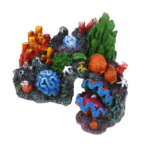 HIAKDOFT Bunte Resin Korallenriff Aquarium Dekoration Naturnahe Fischbecken Ornamente Sicher für Süßwasser Naturgetreue Aquarienaccessoires für Betta Fischbecken Feine Handwerkskunst von HIAKDOFT