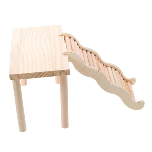 HIAKDOFT Hamster Kletterleiter aus Holz mit Spielplattform für Käfiglandschaft Multifunktionale Etagenleiter zum Klettern Ausruhen für Kleine Haustiere Wie Hamster und Zwerghamster von HIAKDOFT
