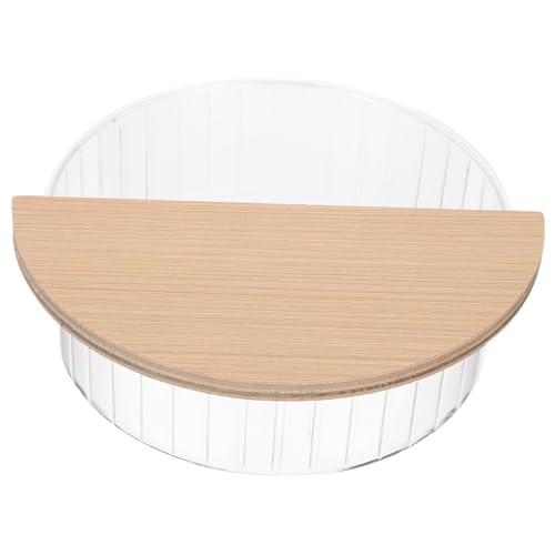 HIAKDOFT Hamster Sandbad Toilette Transparent Kunststoff Badehaus Kleintier Sandbadebox mit Abnehmbarem Holzdeckel für Hamster Chinchilla Kleine Haustiere von HIAKDOFT