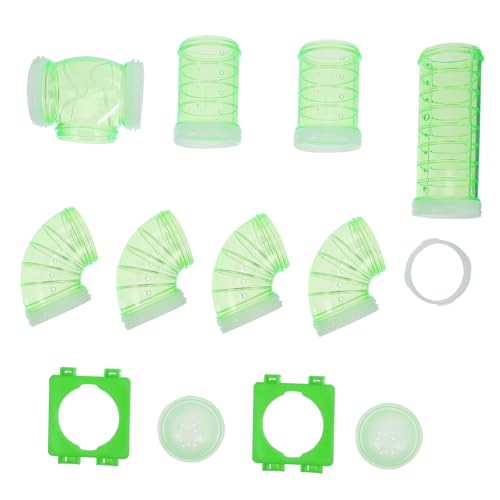 HIAKDOFT Hamsterkäfig Röhrensystem DIY Externes Verbindungstunnel aus Robustem Kunststoff mit Grünen Blockern und Platten Erweiterbar für Kleine Nager Wie Hamster und Zwerghamster von HIAKDOFT