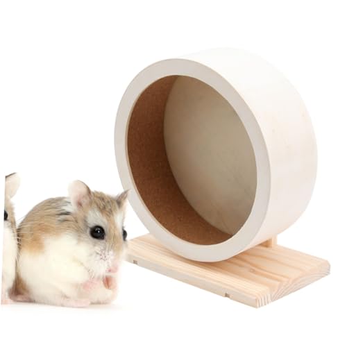 HIAKDOFT Hamsterlaufrad aus Holz Geräuscharmes Robustes Kleintier Übungsrad Mittelgroß Pfotenfreundlich für Zwerghamster Rennmäuse und Kleine Haustiere Fördert Gesunde Bewegung von HIAKDOFT